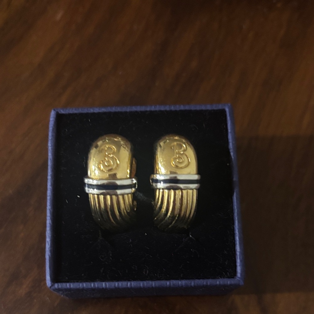 Burberry Gold and Silver Clip-On Earrings